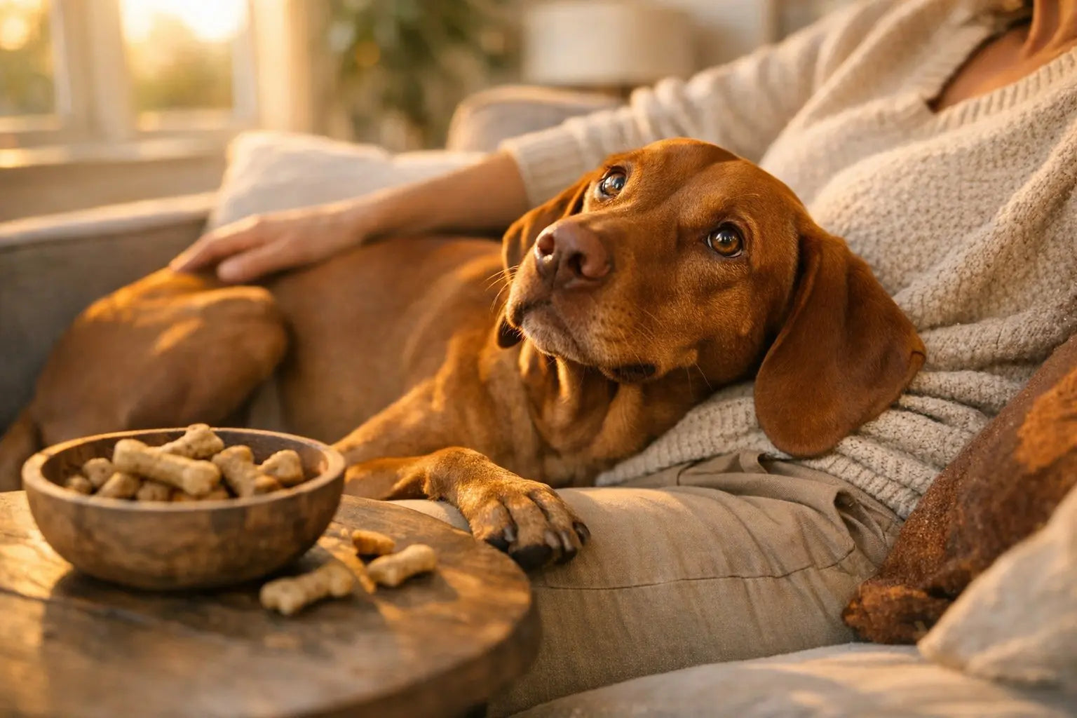 Vizsla dog standing outdoors with an alert expression, illustrating the affectionate and energetic Hungarian Pointer breed