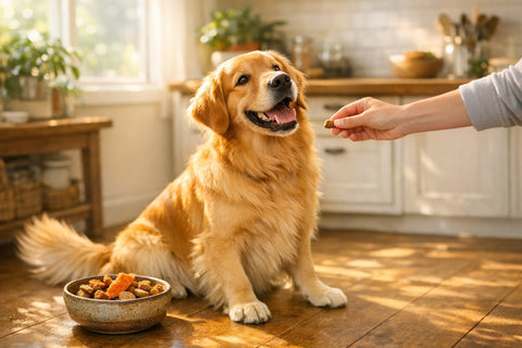 Golden Retriever enjoying a happy daily routine with exercise and enrichment