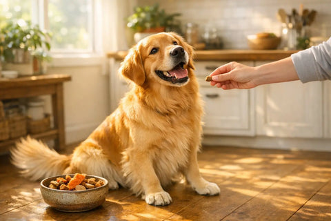 Golden Retriever enjoying a happy daily routine with exercise and enrichment