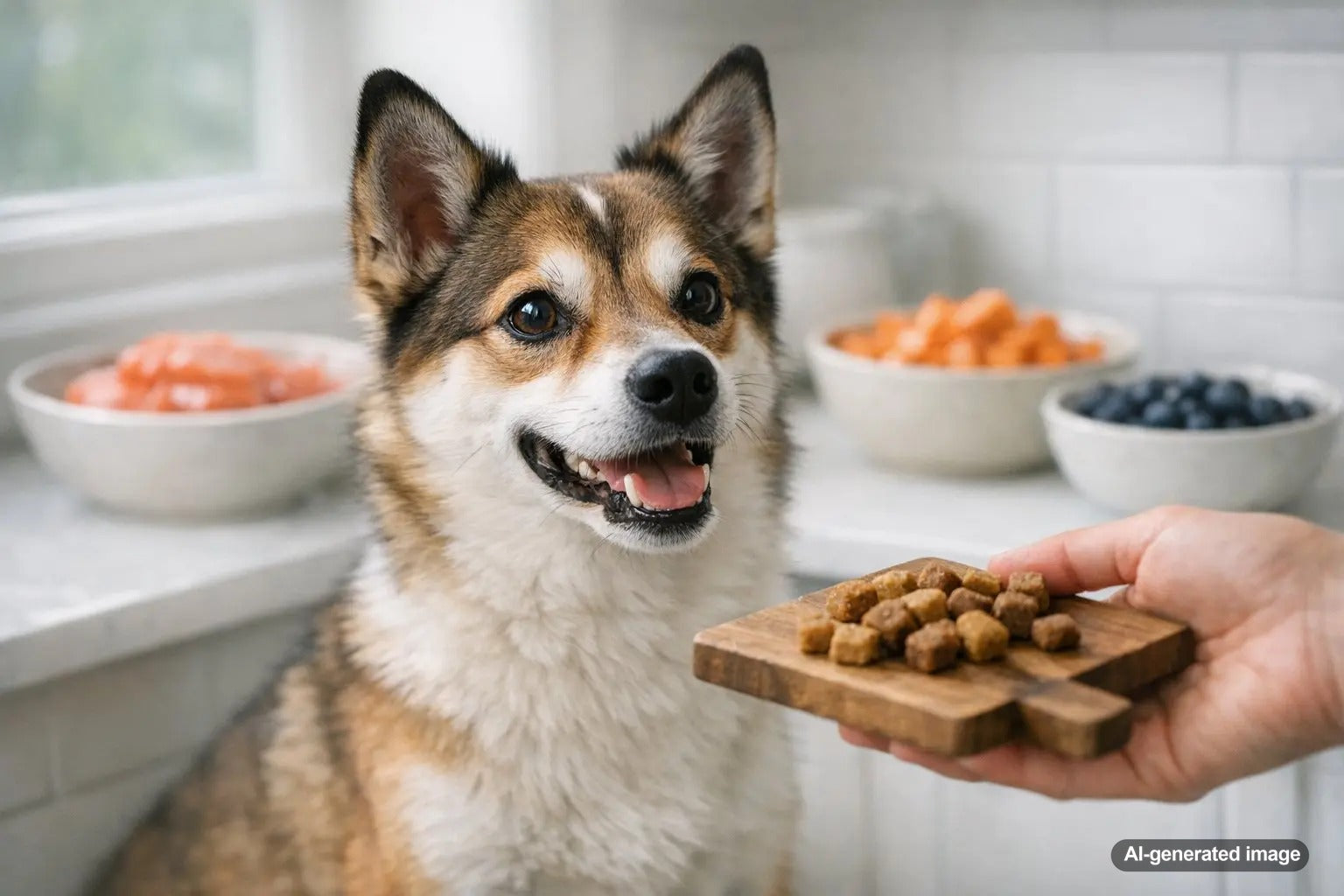 Healthy dog treat options for dogs on a weight loss plan enjoying nutritious low calorie snacks