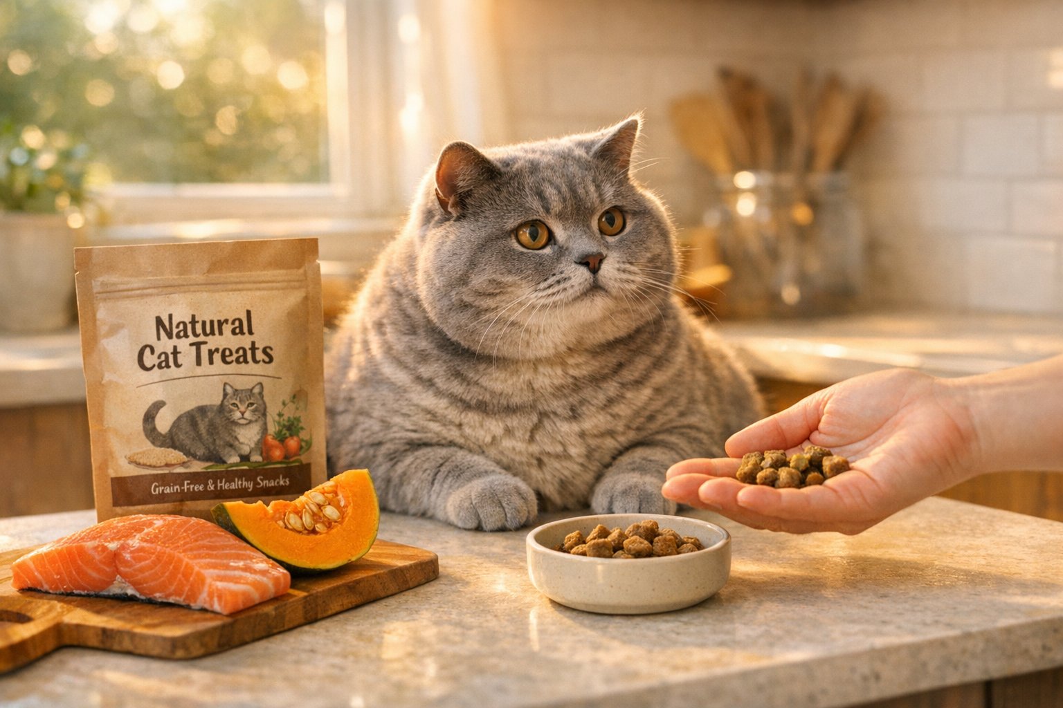 Healthy treat choices for overweight indoor cats enjoying portion controlled snacks