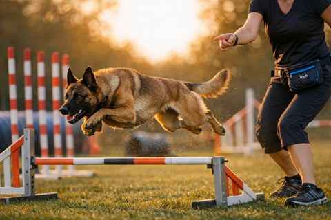 High energy Belgian Malinois working dog focused and alert outdoors