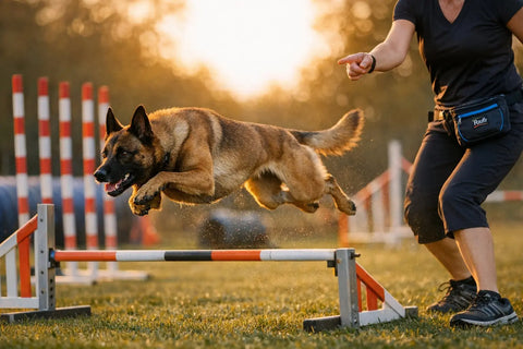 High energy Belgian Malinois working dog focused and alert outdoors