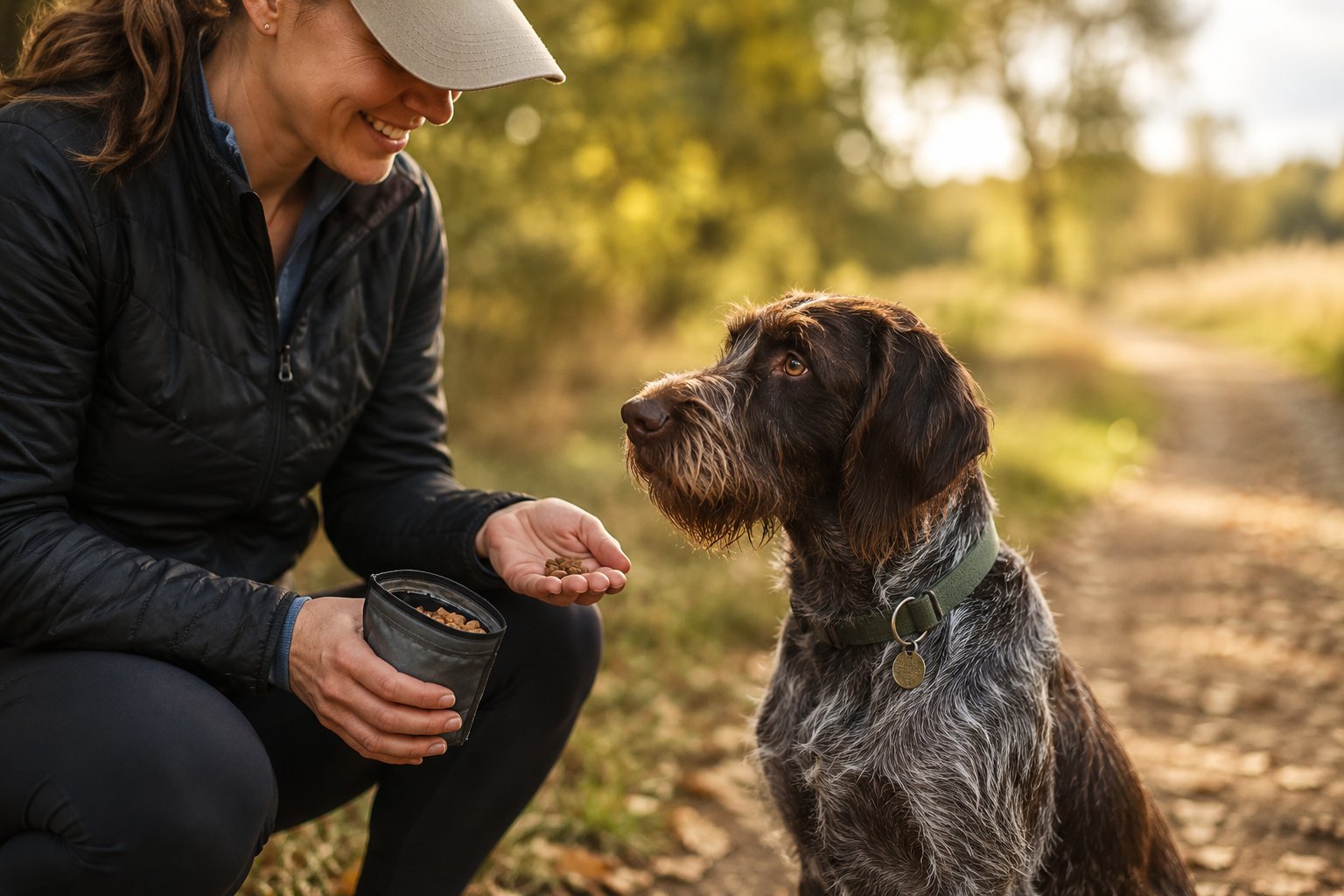 Dog enjoying a flexible feeding routine with air dried treats and mealtime variety