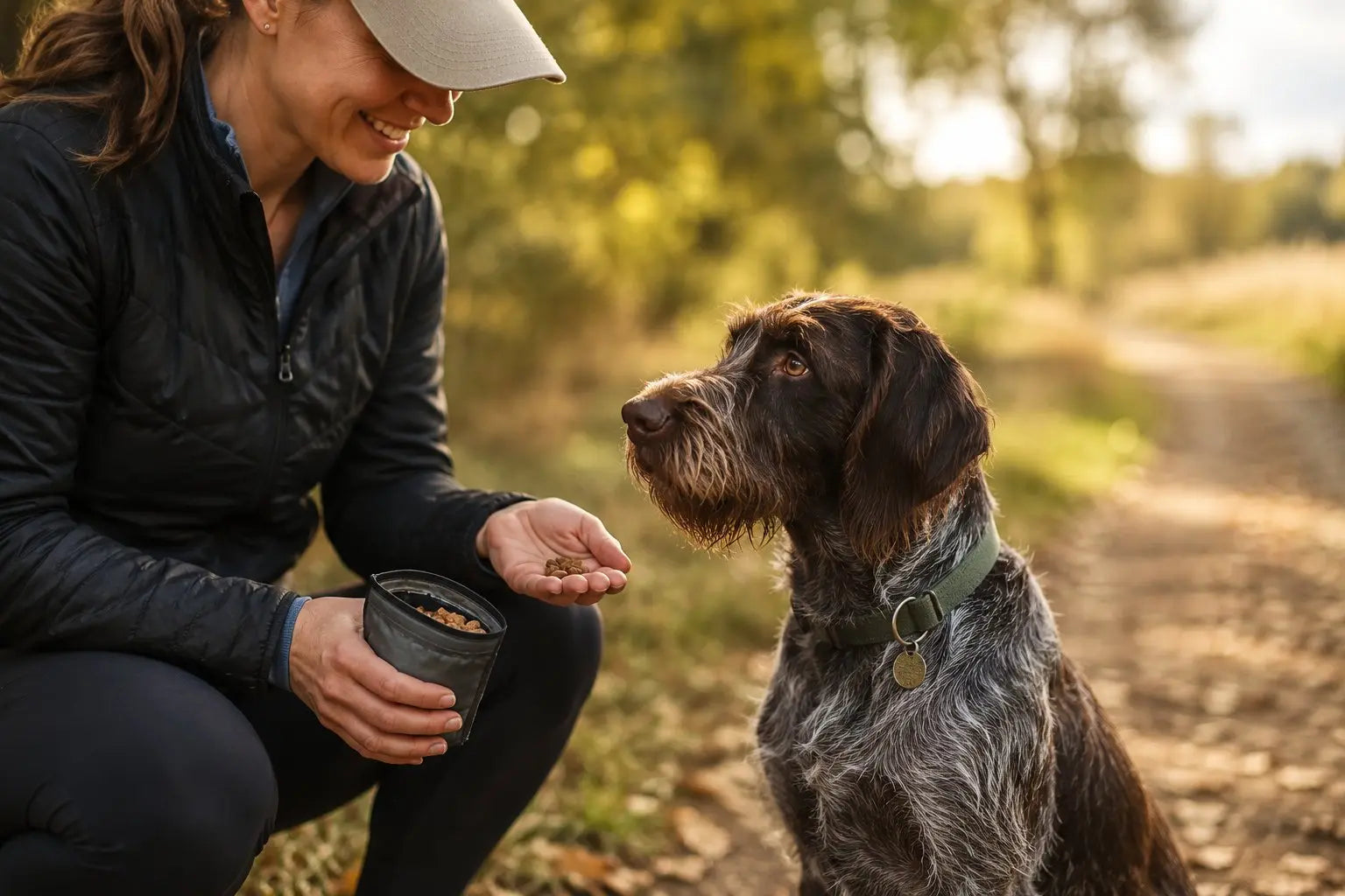 Dog enjoying a flexible feeding routine with air dried treats and mealtime variety