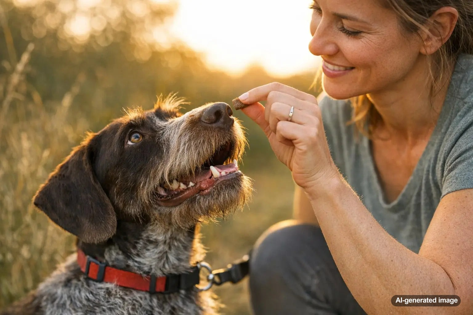 Dog looking at healthy treats while on a prescription diet