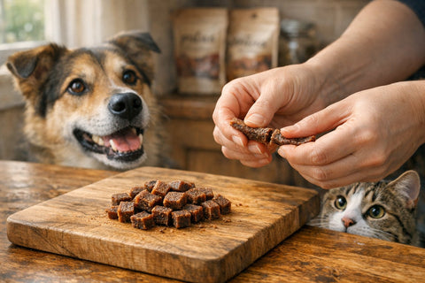 How to break large jerky dog treats into training size rewards without crumbling