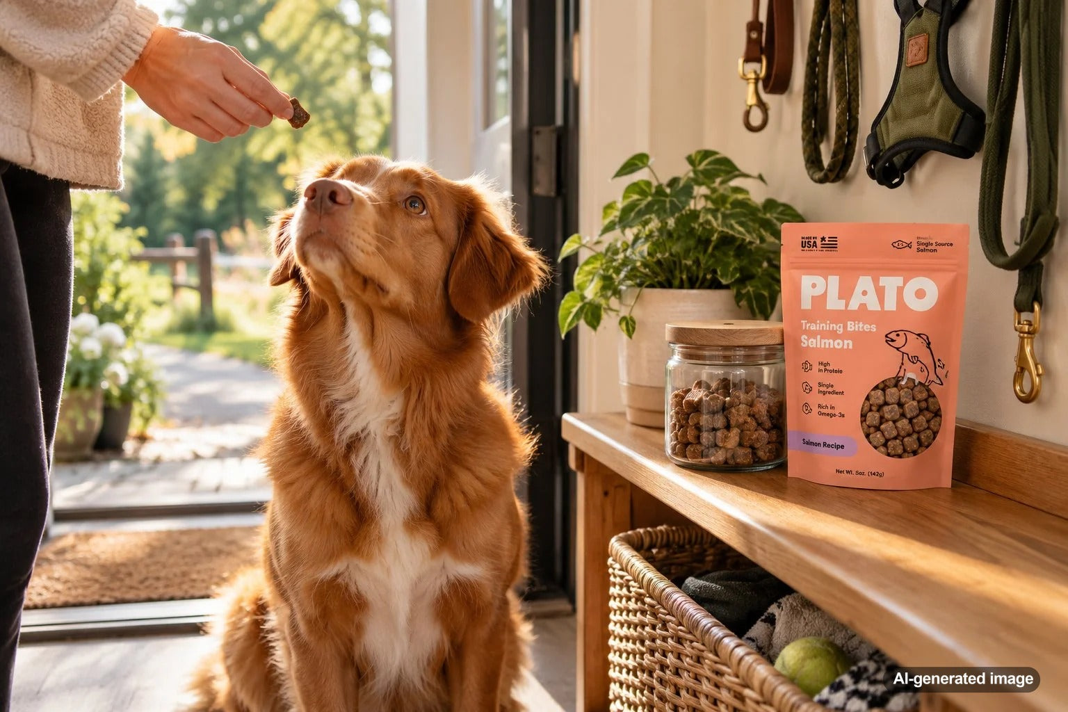 Organized pet treat station at home with neatly stored dog and cat treats