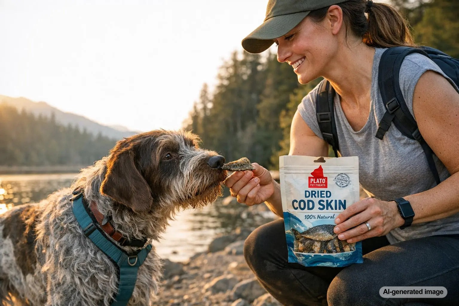 High-quality dried cod skin treats for dogs with crunchy fish skin texture