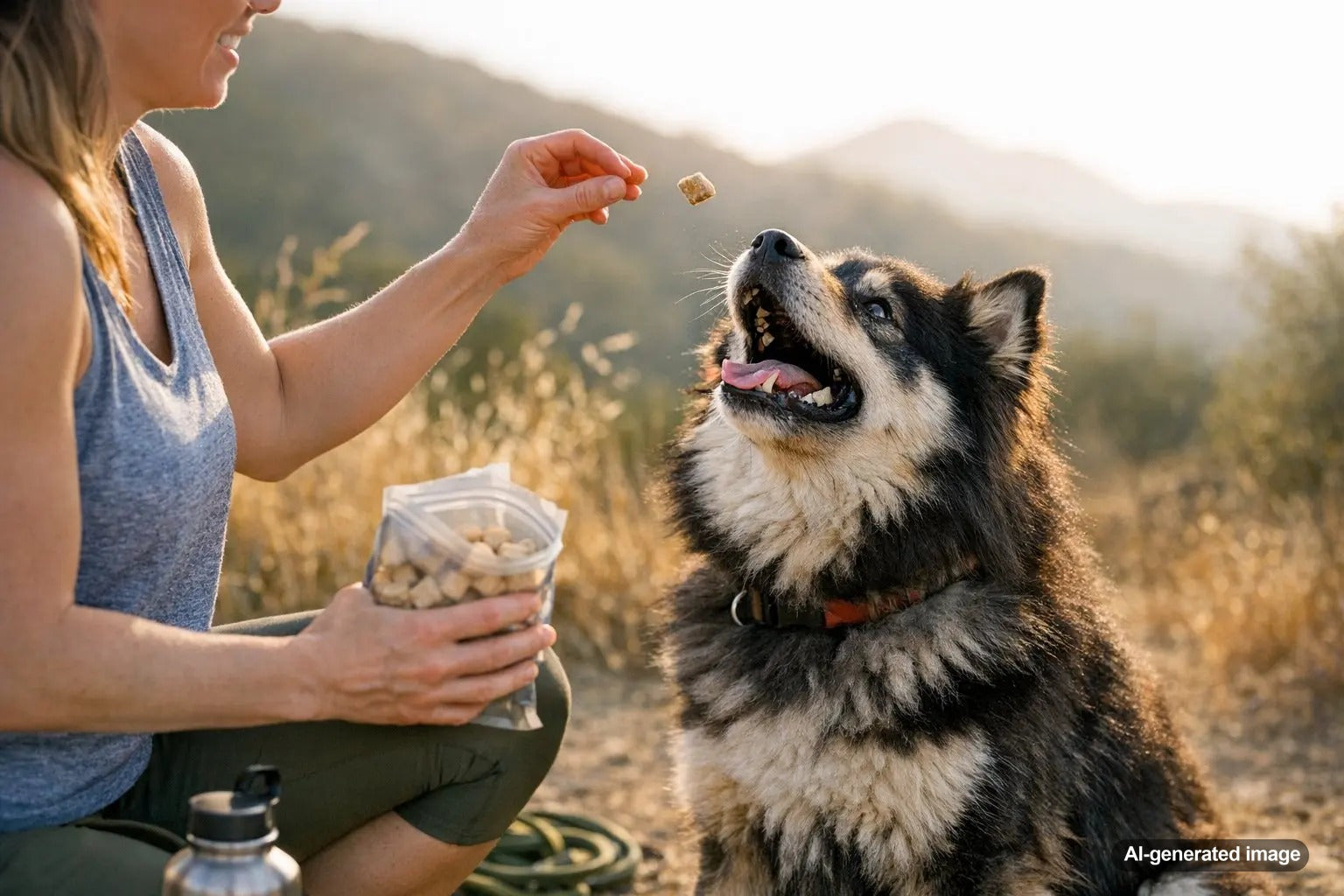 Dog owner choosing healthy everyday dog treats while learning how to choose the best freeze dried dog treats for everyday use