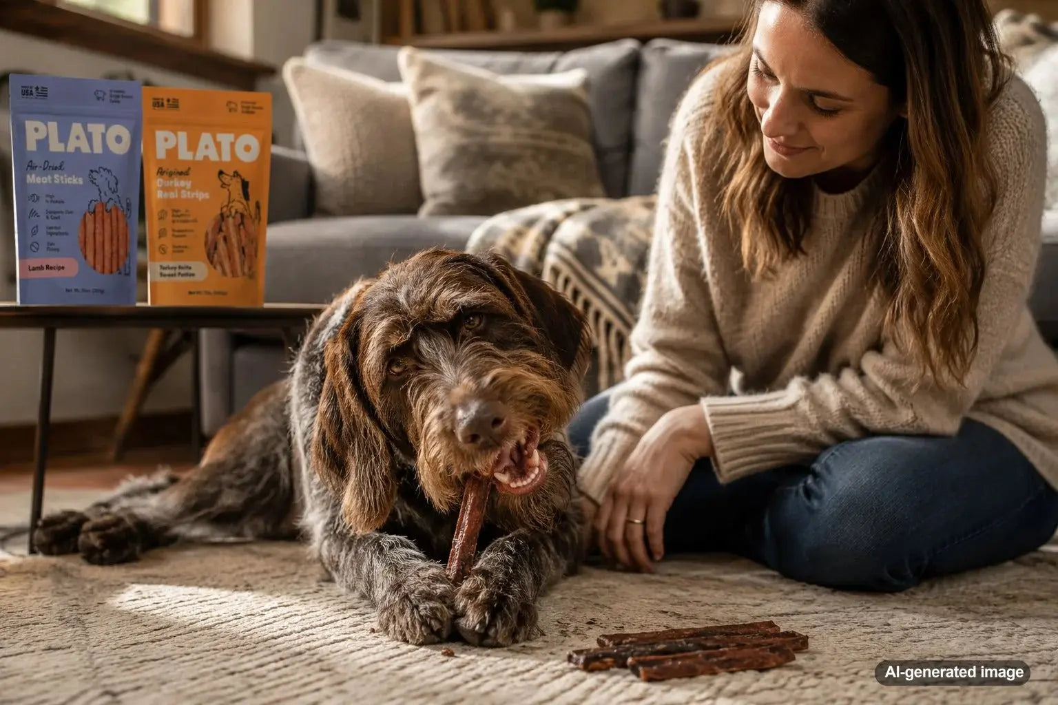 Dog enjoying an appropriately sized chew treat under supervision