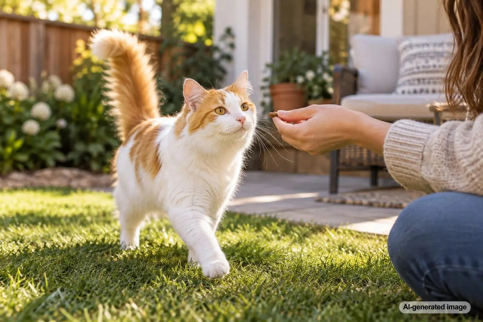Cat calmly observing visitors at home while building confidence around new people