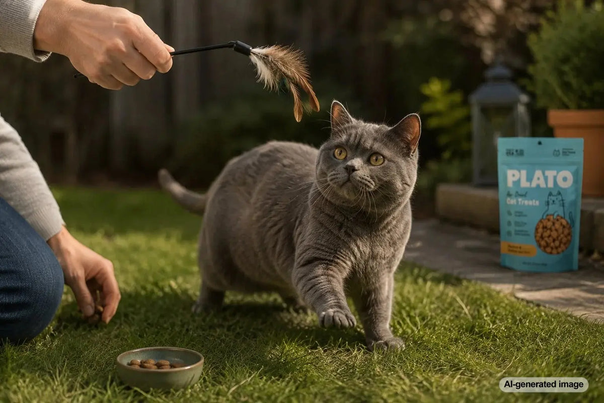 Senior cat enjoying gentle interactive play and enrichment at home
