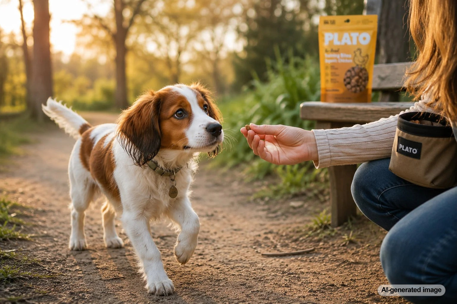 Timid puppy gaining confidence with gentle treat-based training