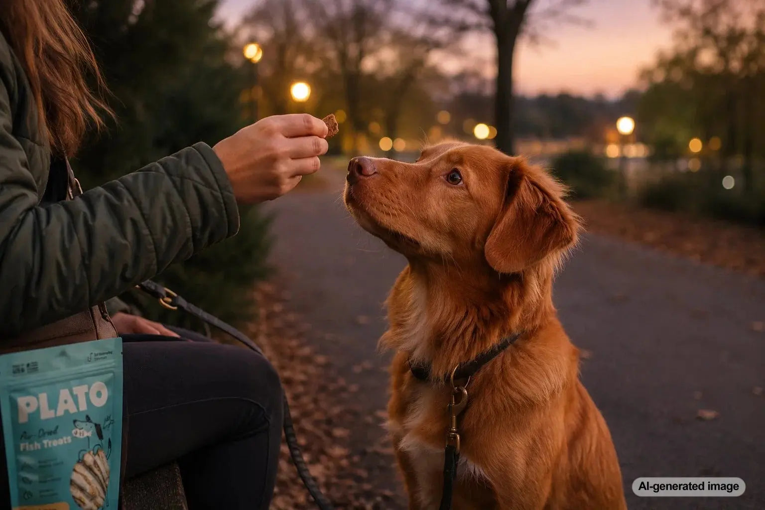 Dog enjoying a treat as part of a calm and relaxing bedtime routine