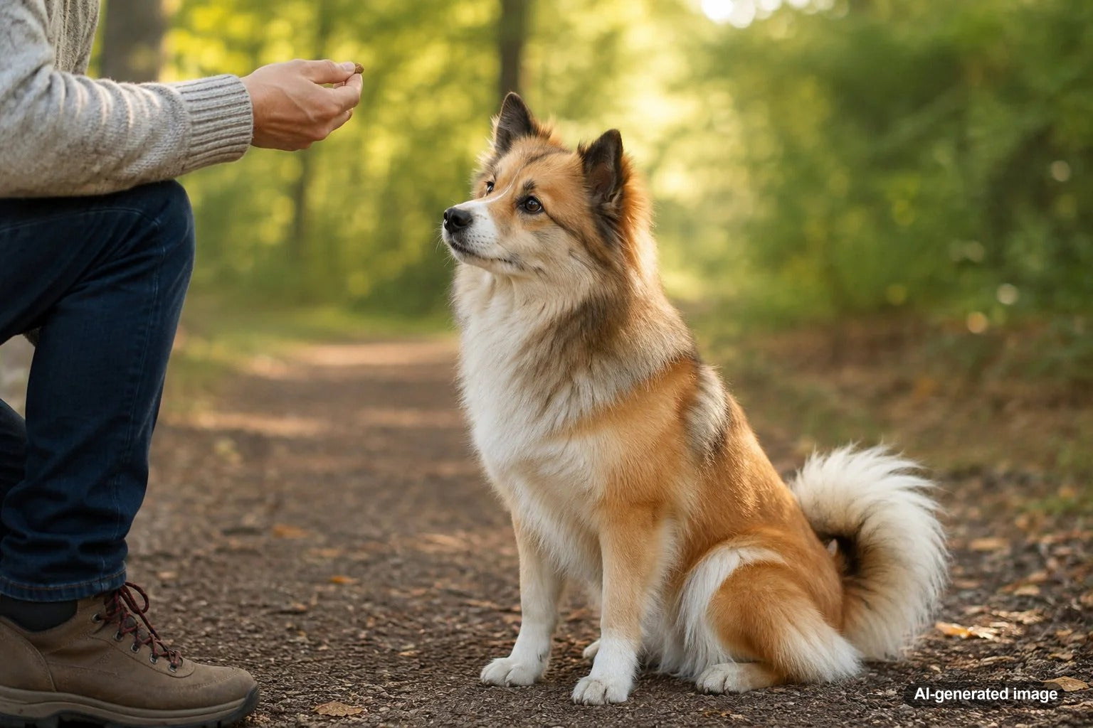 Icelandic Sheepdog training focus and treat based positive reinforcement session