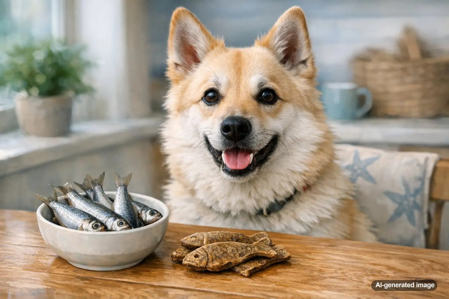 Wild caught Baltic herring dog treats showing whole air dried fish