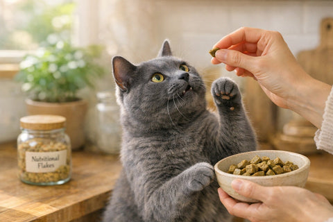 Is brewer's yeast in cat treats beneficial or harmful to a cat's coat health