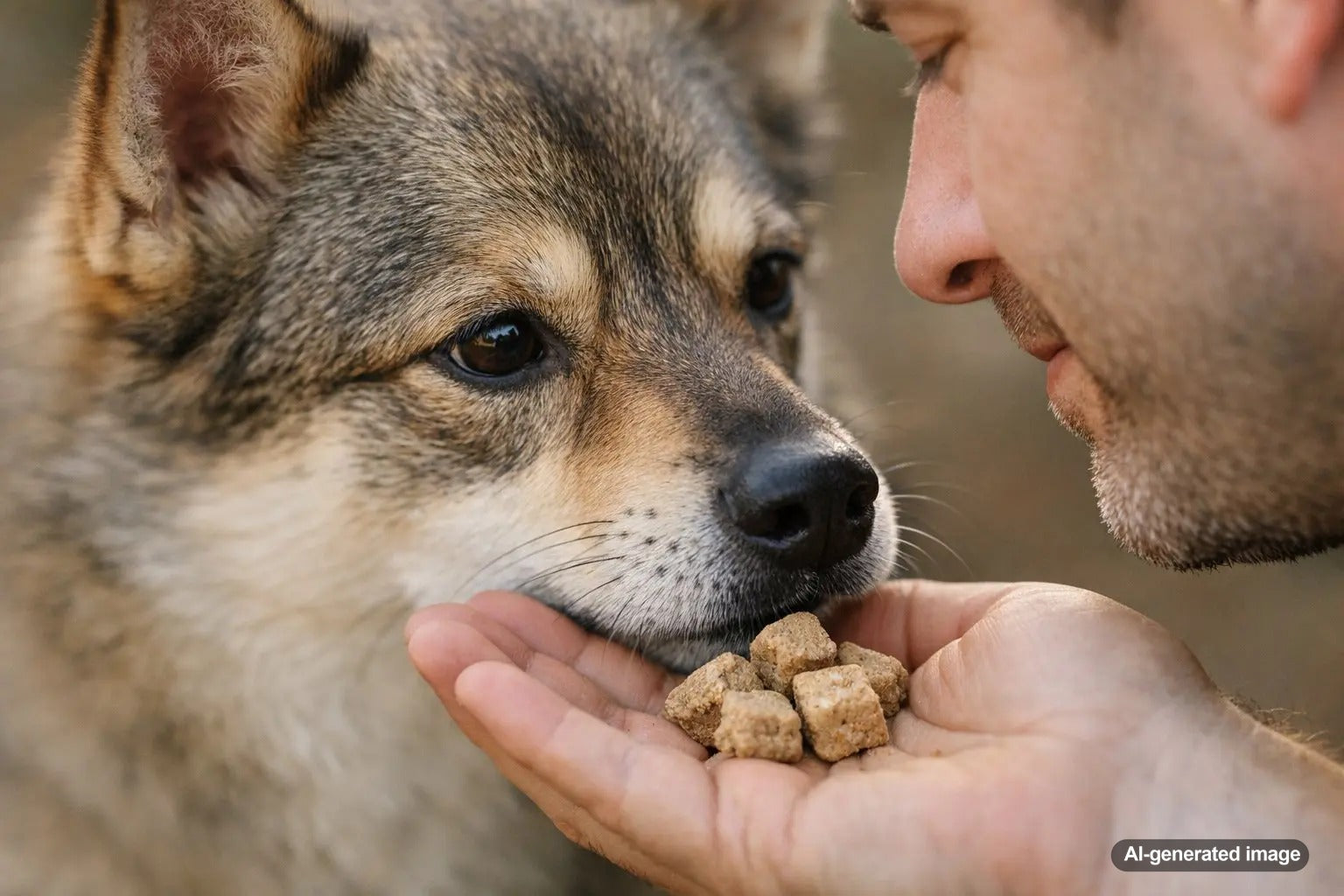 Dog owner holding a bowl while considering whether freeze dried raw dog food is good for dogs