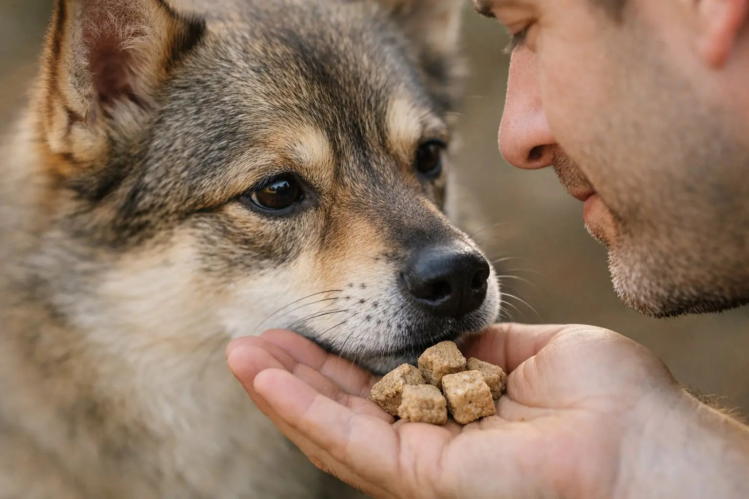 Dog owner holding a bowl while considering whether freeze dried raw dog food is good for dogs