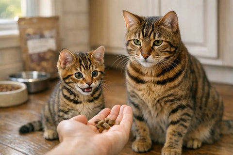 Cat training with food rewards comparing kittens and adult cats