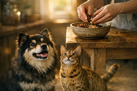Dog enjoying mixed treats as a super reward during training