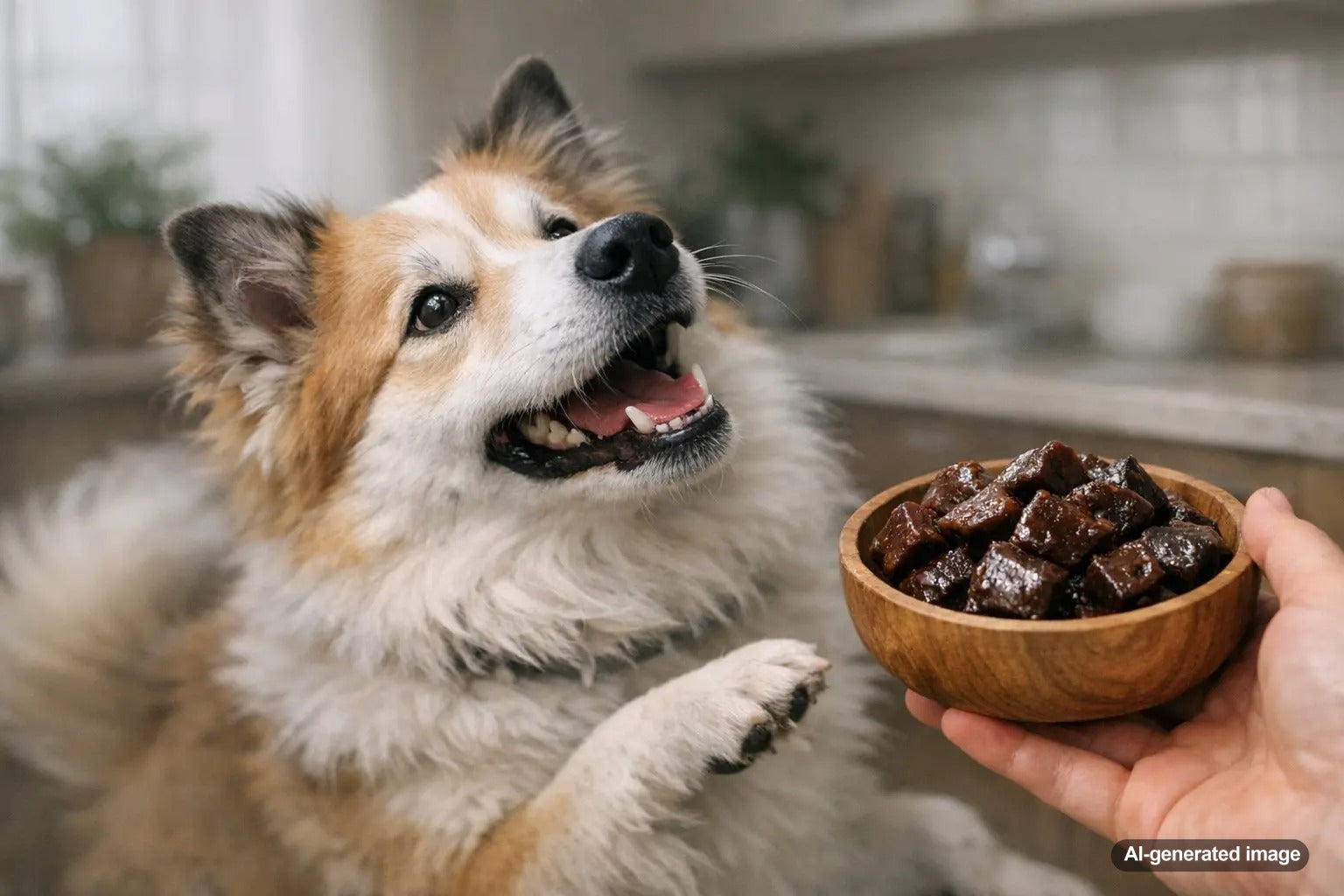 Dog enjoying a nutrient-rich liver-style treat with big flavor