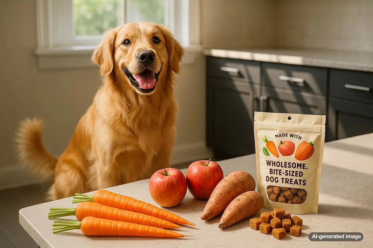 Low calorie dog treats for overweight dogs enjoying healthy snacks