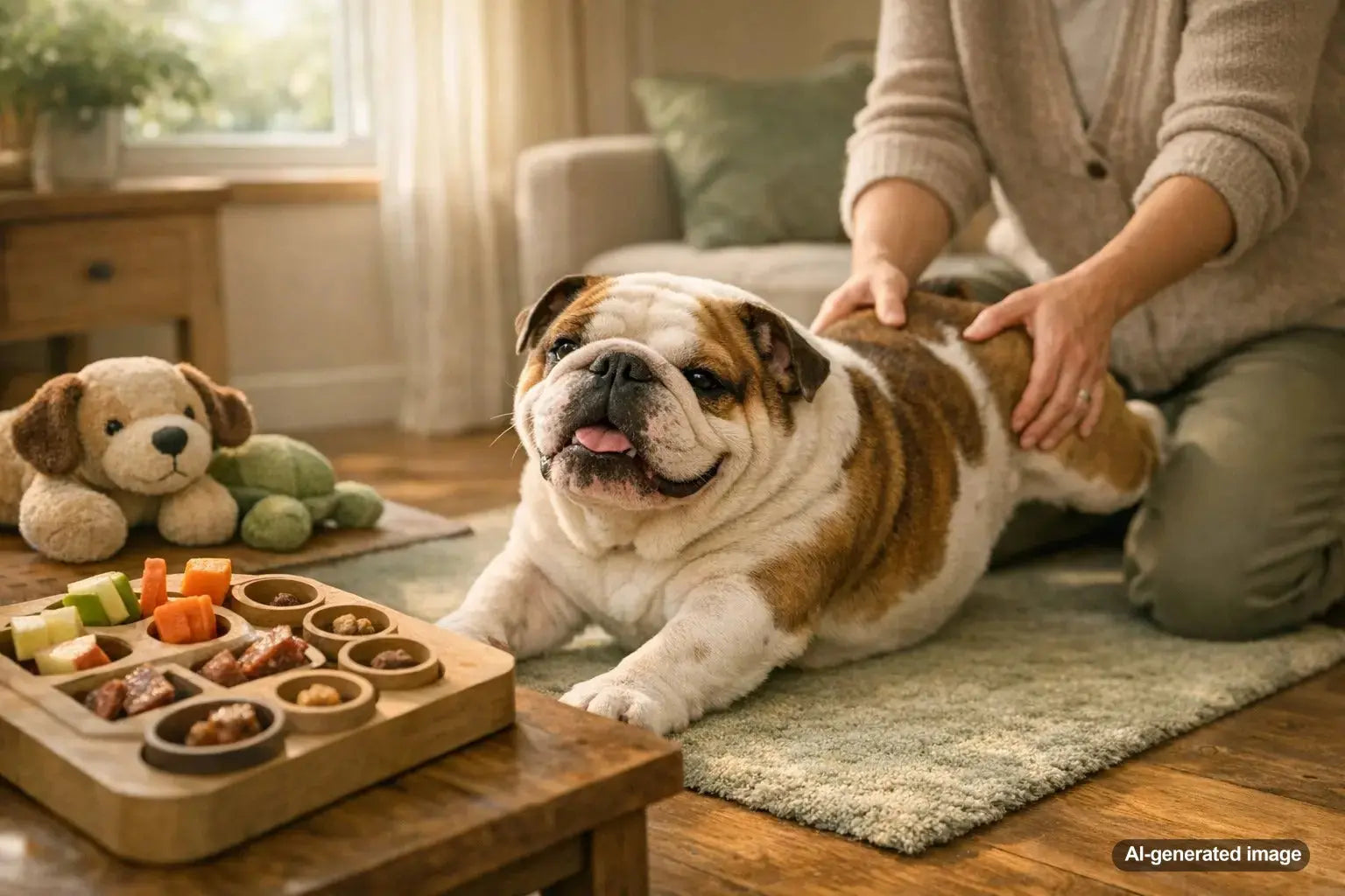 Bulldog enjoying gentle exercise outdoors