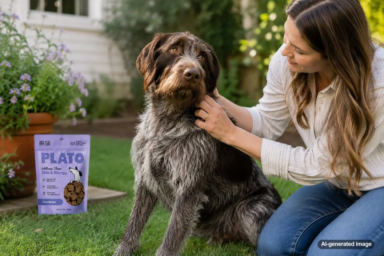 Dog with healthy coat enjoying natural skin support for itching and skin problems