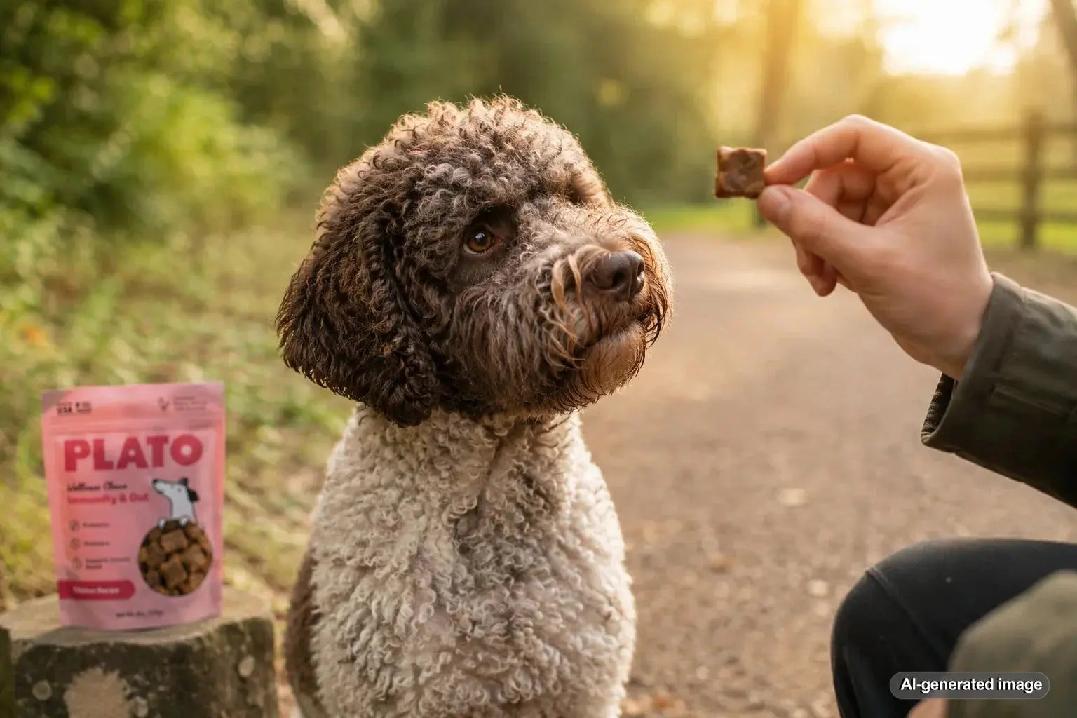 Dog treats with peas and fiber-rich ingredients for a blog about pea fiber in dog treats