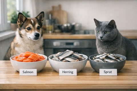 Comparing salmon, herring, and sprat fish proteins for healthy dog nutrition