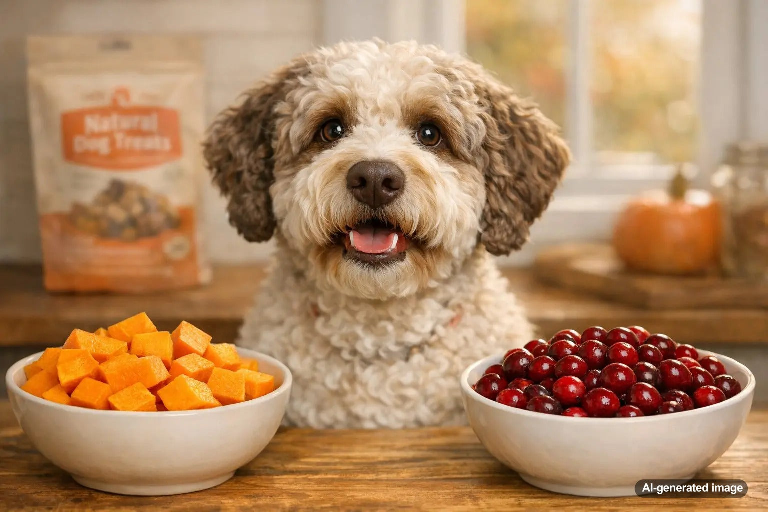 Pumpkin and cranberry ingredients supporting dogs urinary health