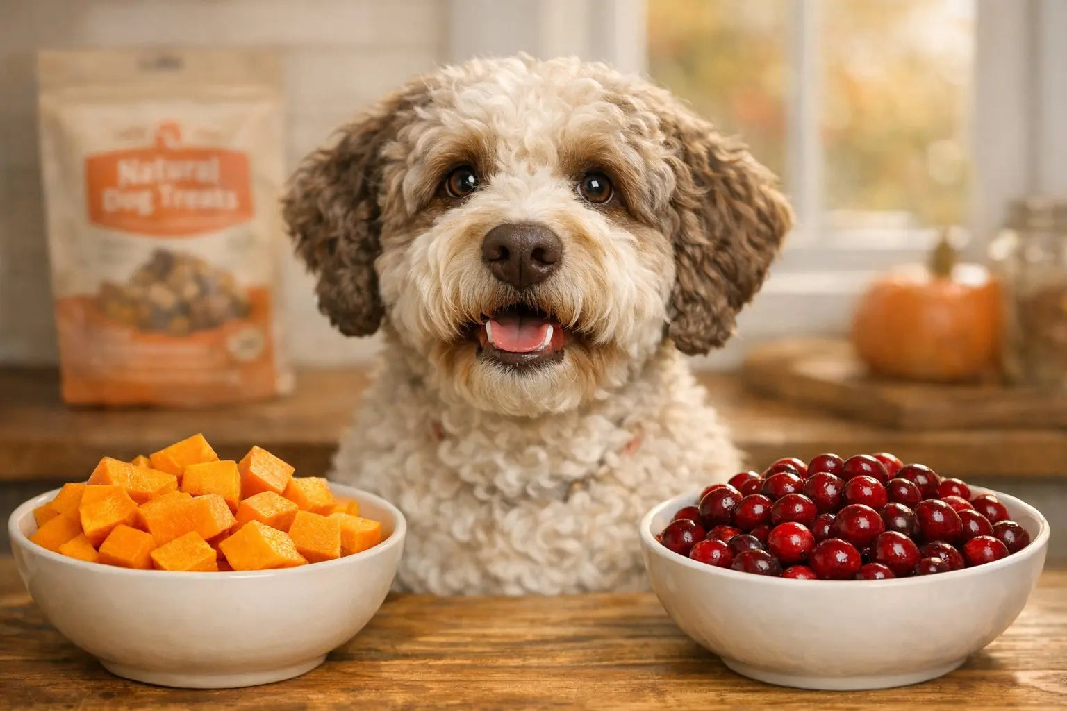 Pumpkin and cranberry ingredients supporting dogs urinary health
