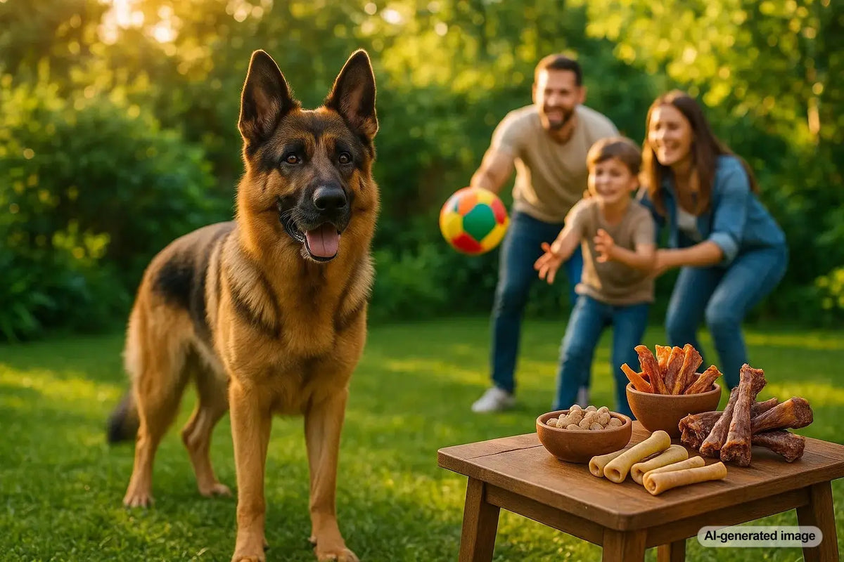 German Shepherd Puppy Playing and Training with Owner