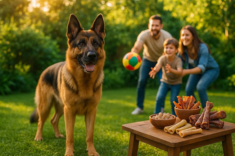 German Shepherd Puppy Playing and Training with Owner