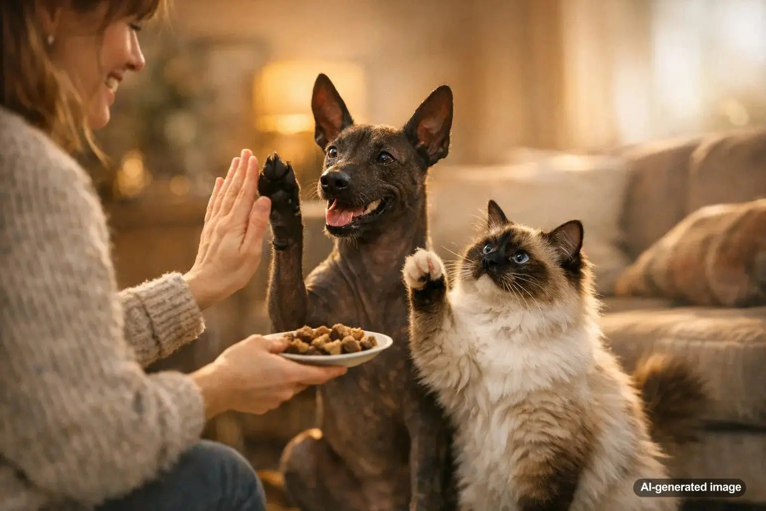 Dog training moment showing perfectly timed reward during learning session