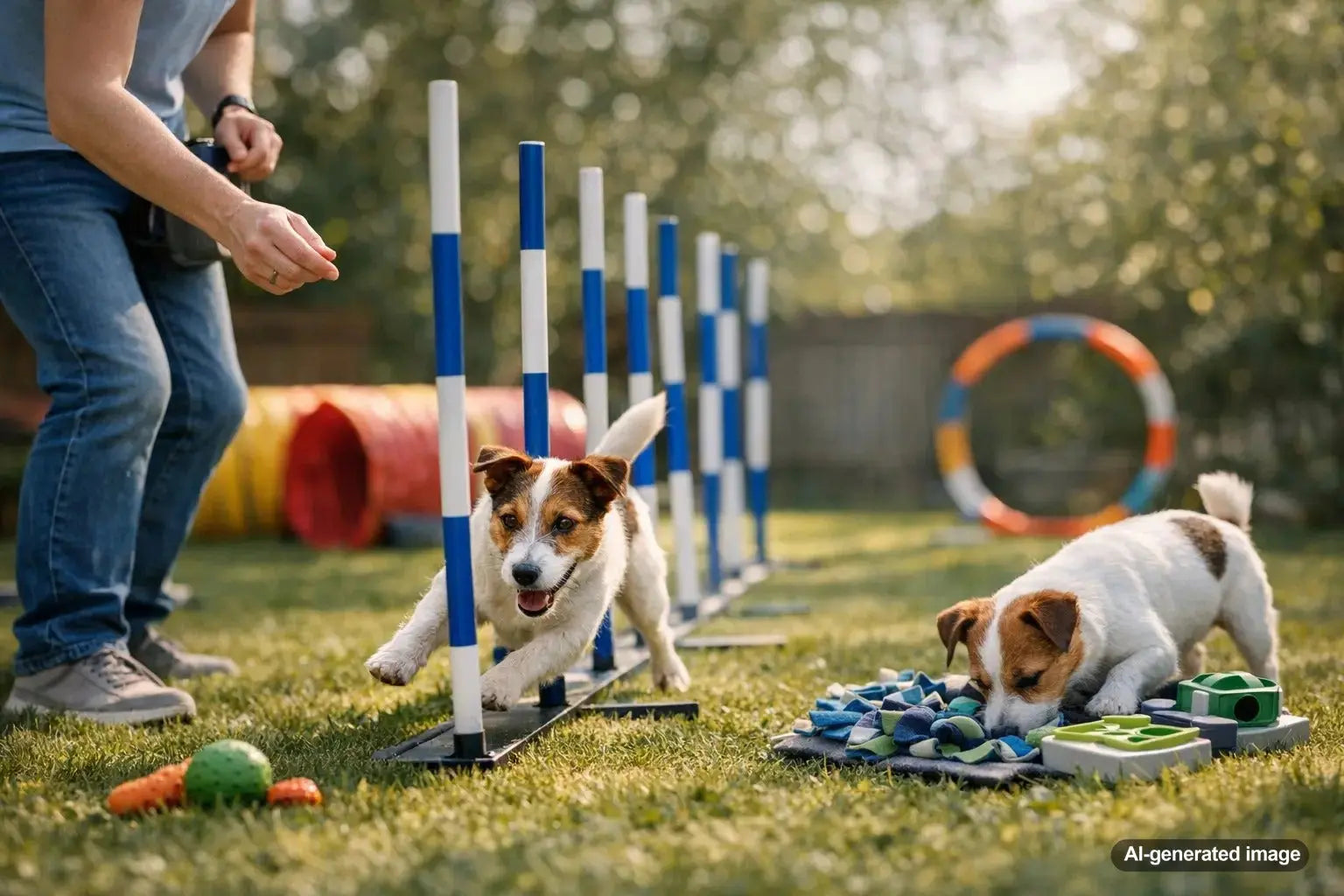 Russell Terrier Playing and Exercising Outdoors