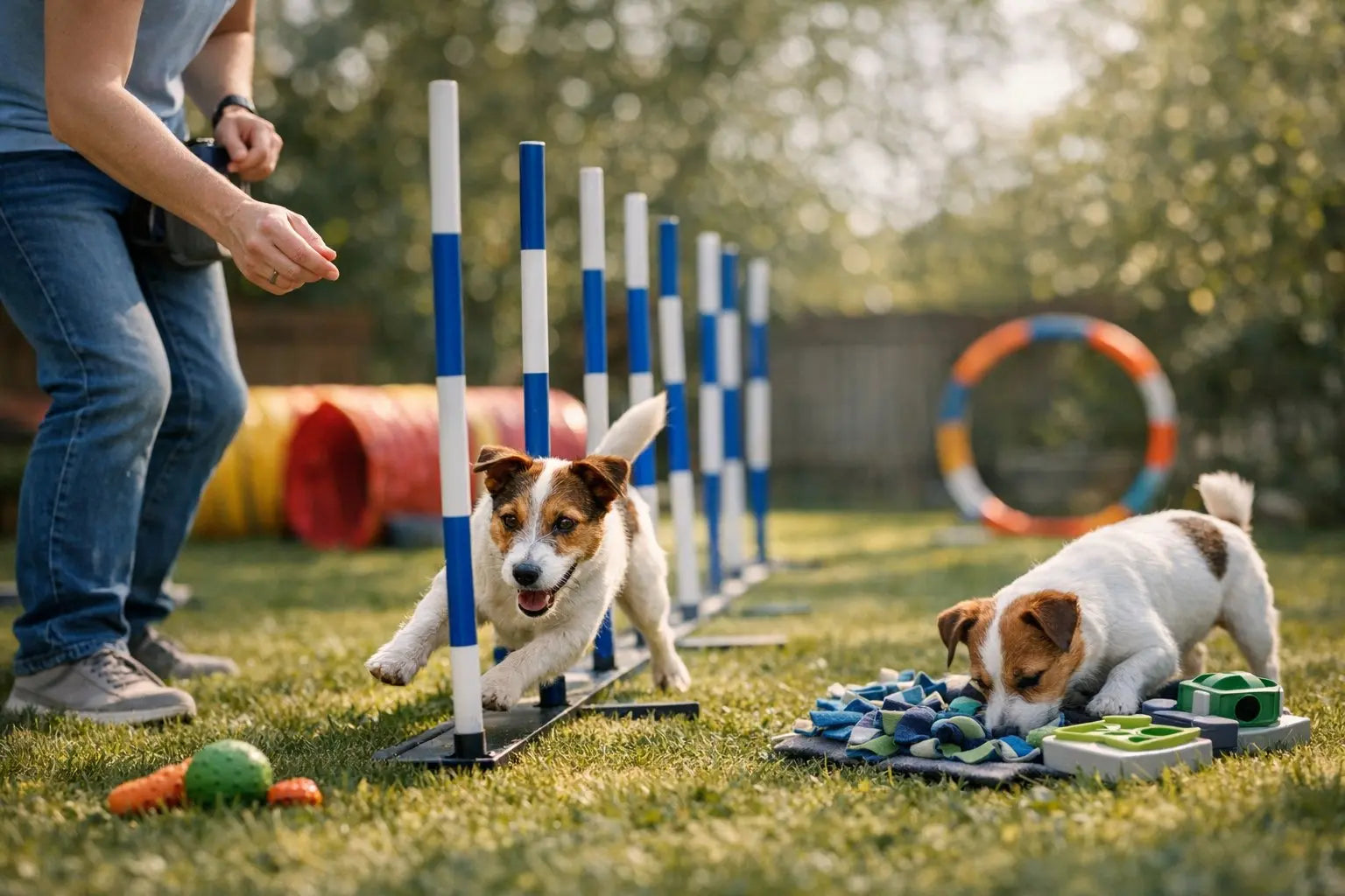 Russell Terrier Playing and Exercising Outdoors
