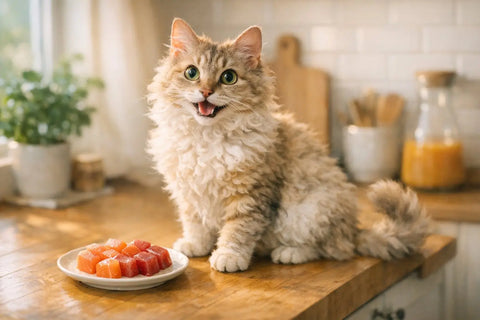 Salmon and tuna omega 3 rich snacks for cats supporting healthy skin and shiny coats