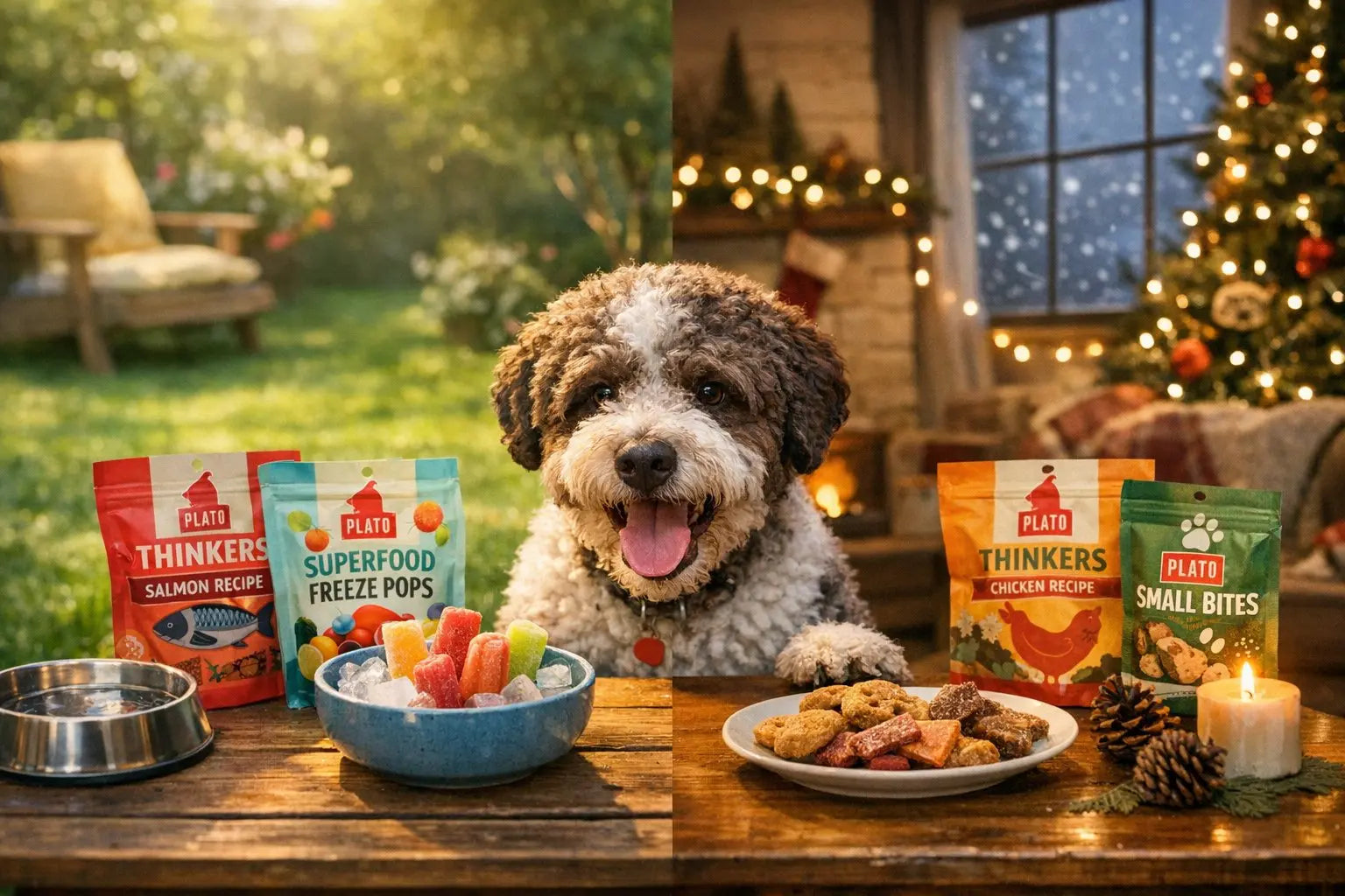 Seasonal dog treats for summer and winter holidays