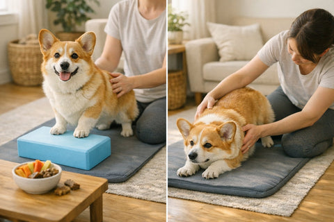 Corgi enjoying back safe exercise with short legs and a big personality