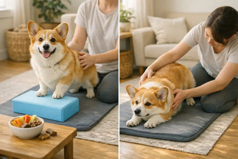 Corgi enjoying back safe exercise with short legs and a big personality