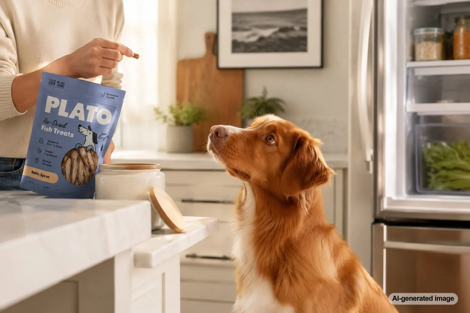 Air-dried pet treats stored after opening with freshness tips for dogs and cats