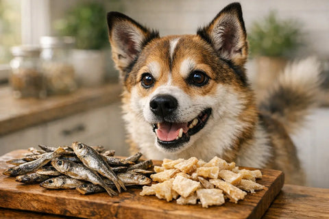 Single-ingredient fish treats for dogs featuring sprat and cod from Plato Pet Treats