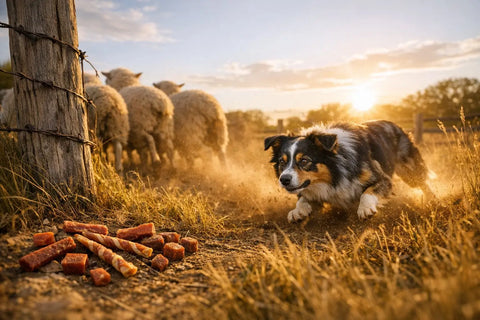 Mini American Shepherd focused and alert while channeling natural herding instincts through training and play