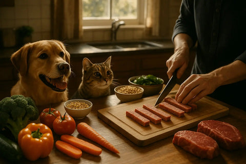 Dog treats selection with certification labels
