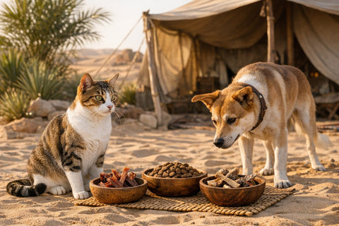 Arabian Mau cat resting in warm desert-toned light for desert survival guide