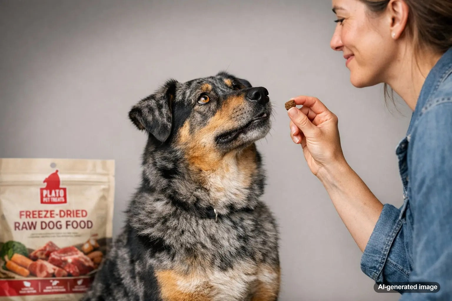 Dog enjoying a convenient meal inspired by the benefits of freeze dried raw dog food for busy households