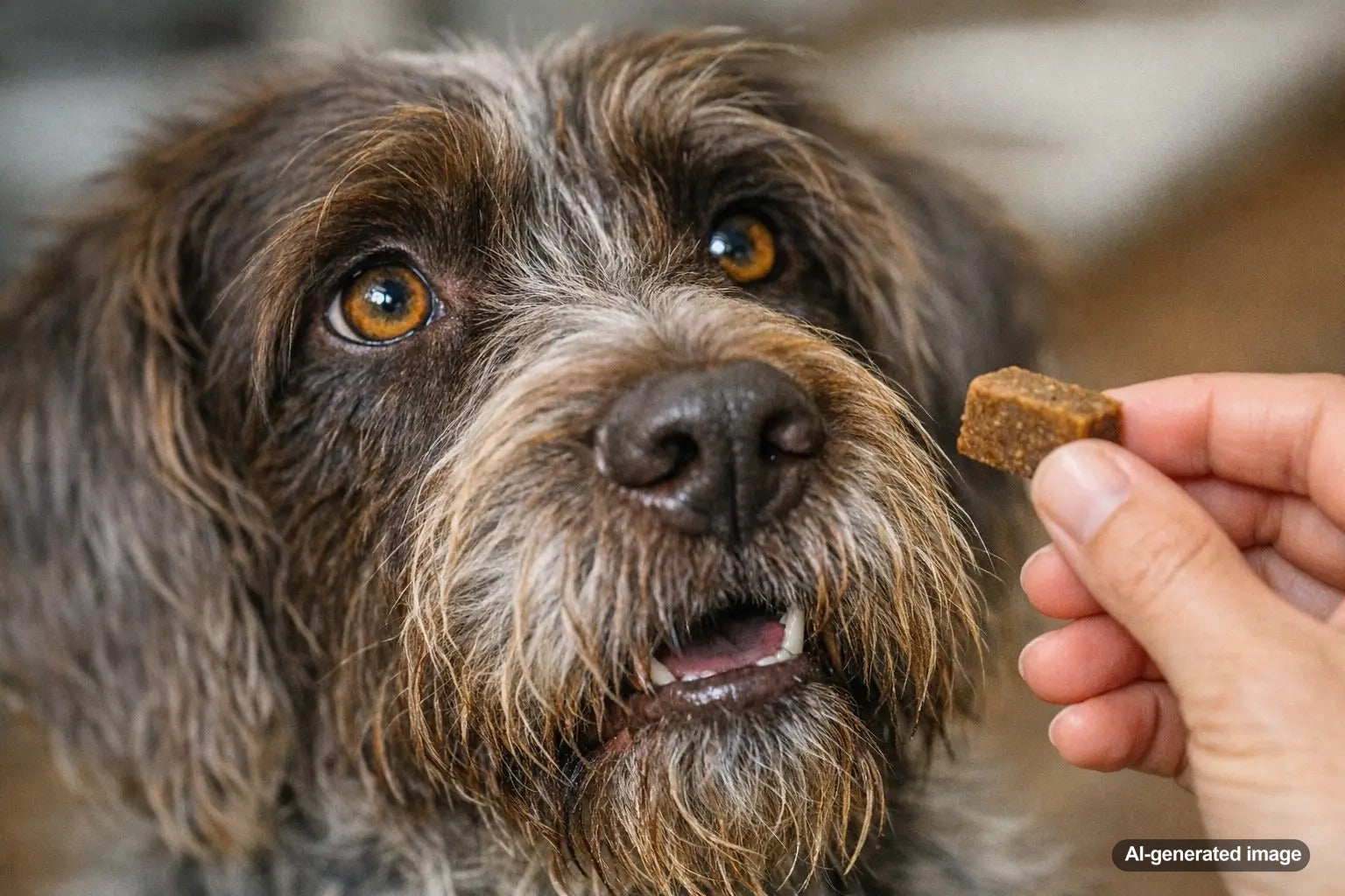 Dog enjoying a limited ingredient treat during an elimination diet routine
